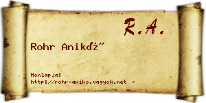 Rohr Anikó névjegykártya